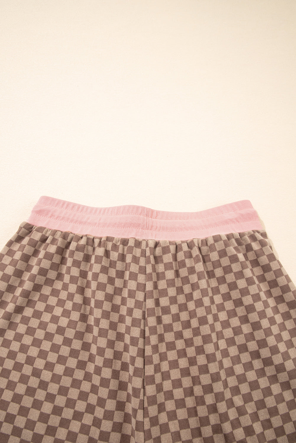 Sky Blue Checkerboard Contrast Trim Long Sleeve Pullover and Shorts Set