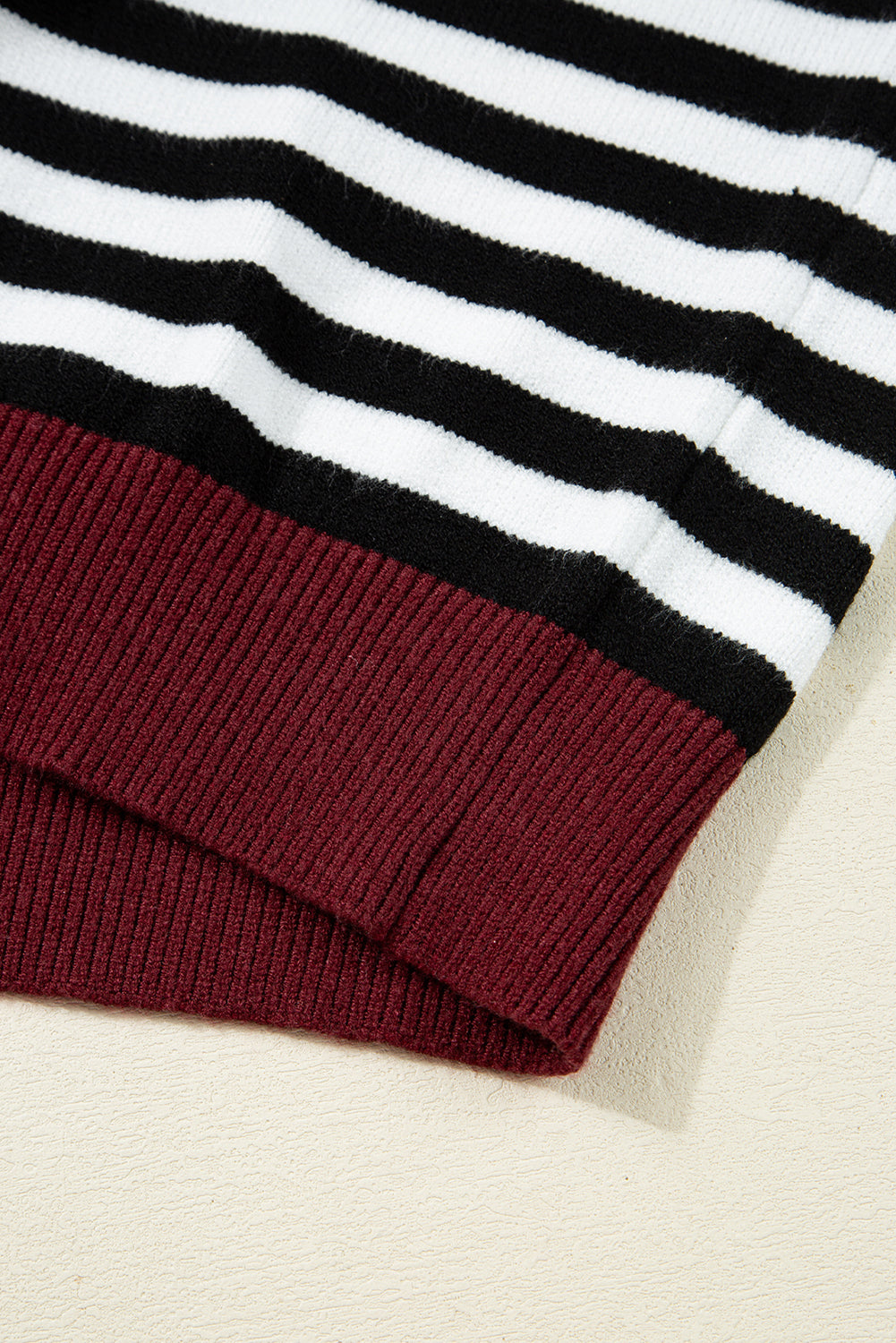 Black Striped Colorblock Patchwork Long Sleeve Sweater